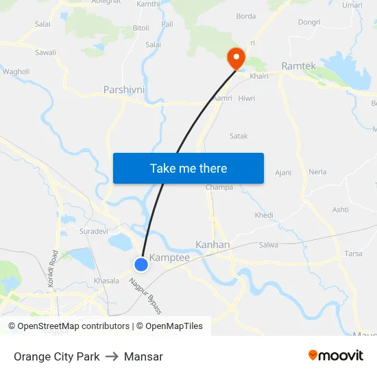 Orange City Park to Mansar map
