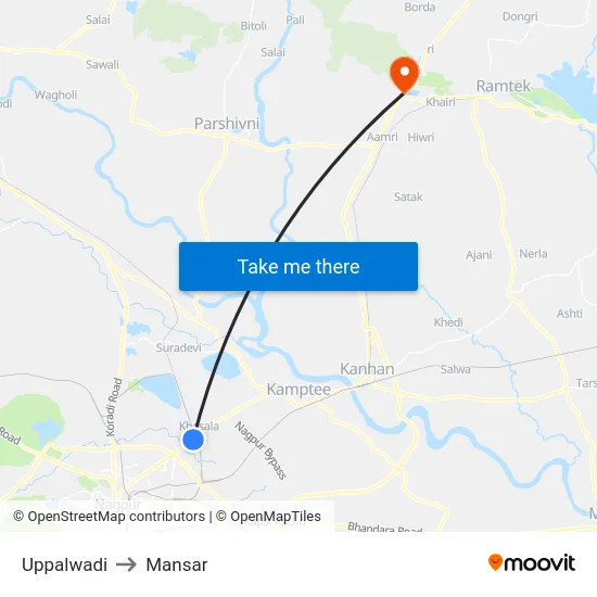 Uppalwadi to Mansar map