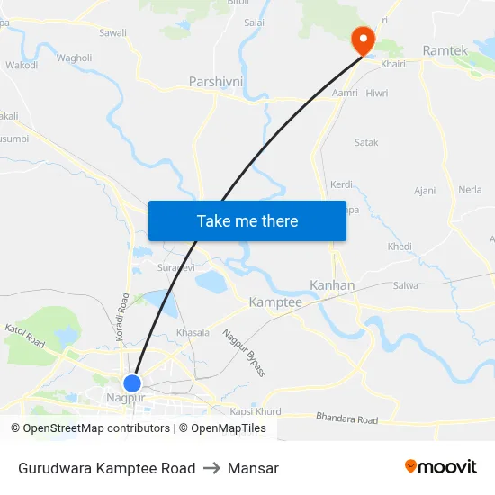 Gurudwara Kamptee Road to Mansar map