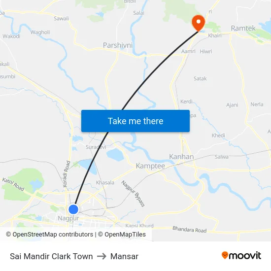 Sai Mandir Clark Town to Mansar map