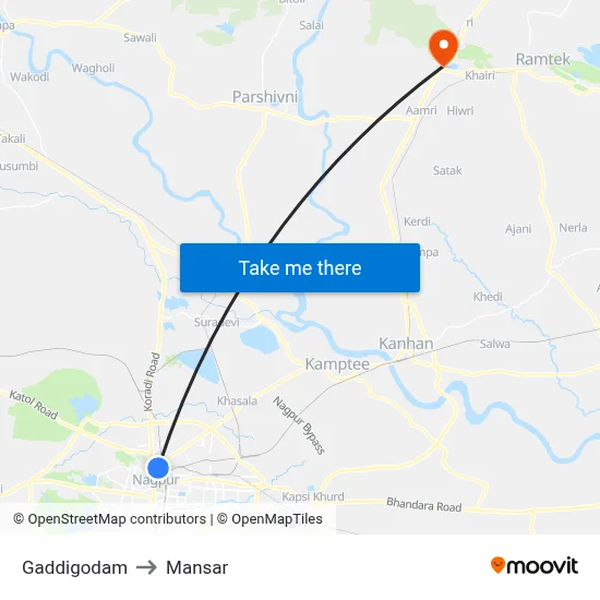 Gaddigodam to Mansar map