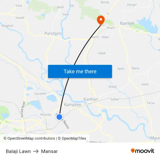 Balaji Lawn to Mansar map