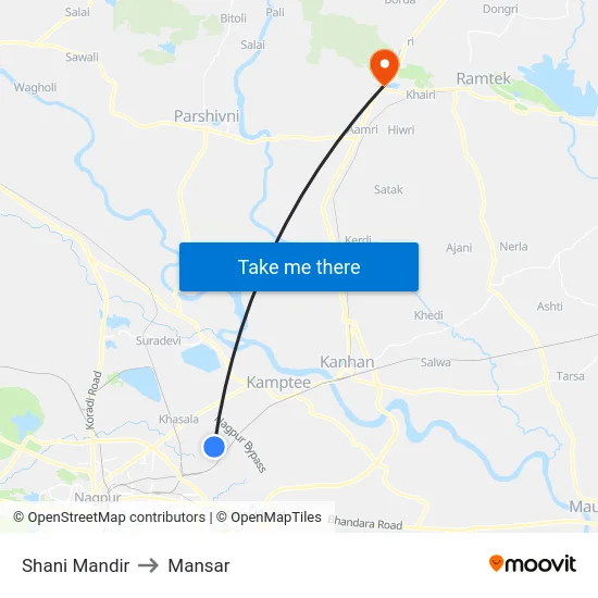 Shani Mandir to Mansar map