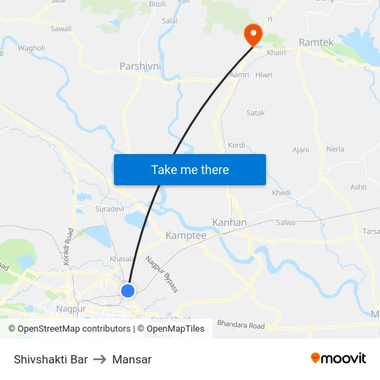 Shivshakti Bar to Mansar map