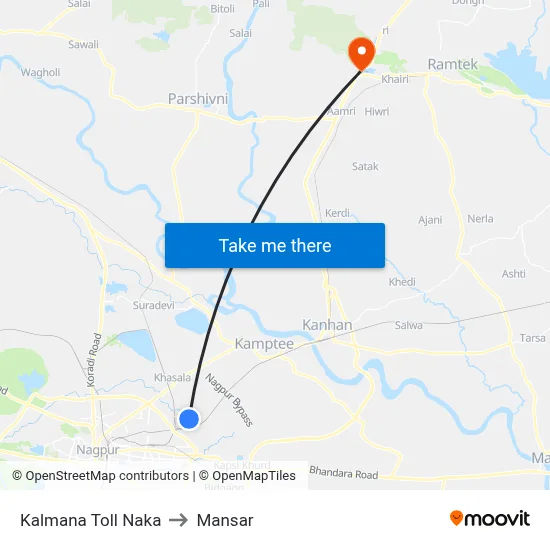 Kalmana Toll Naka to Mansar map