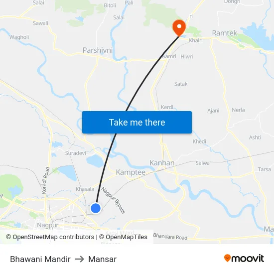 Bhawani Mandir to Mansar map