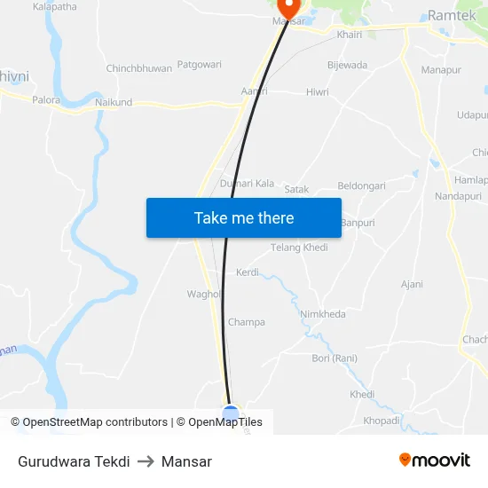 Gurudwara Tekdi to Mansar map