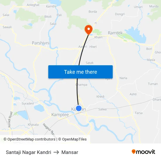 Santaji Nagar Kandri to Mansar map