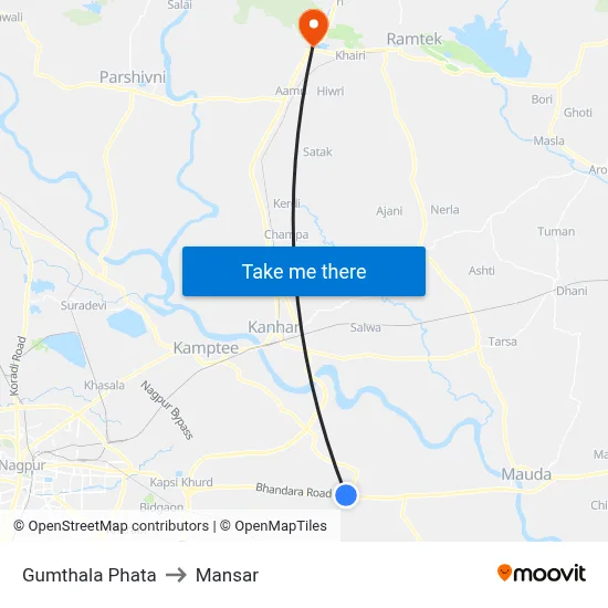 Gumthala Phata to Mansar map