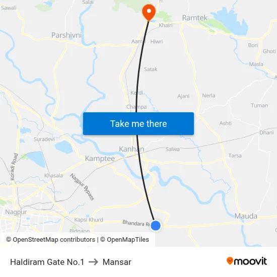 Haldiram Gate No.1 to Mansar map
