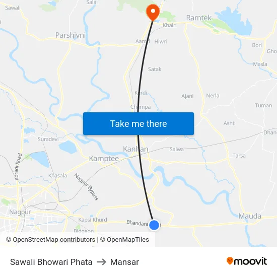 Sawali Bhowari Phata to Mansar map