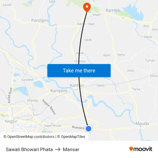Sawali Bhowari Phata to Mansar map