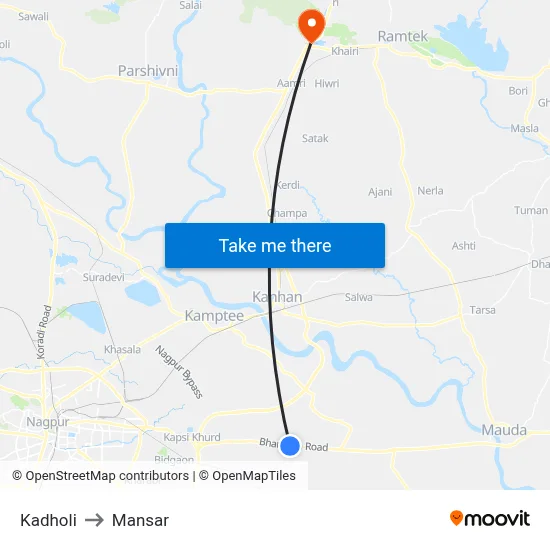 Kadholi to Mansar map