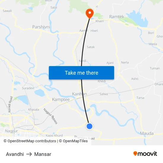 Avandhi to Mansar map