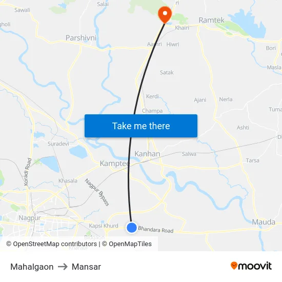 Mahalgaon to Mansar map