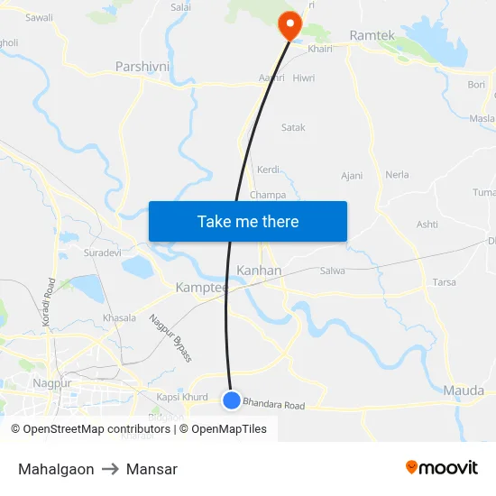 Mahalgaon to Mansar map