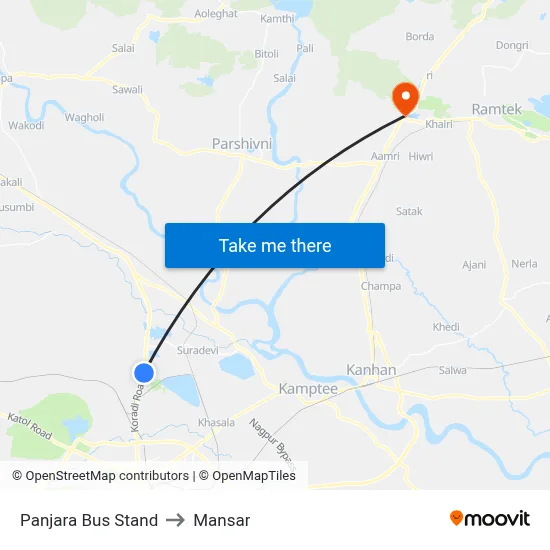 Panjara Bus Stand to Mansar map