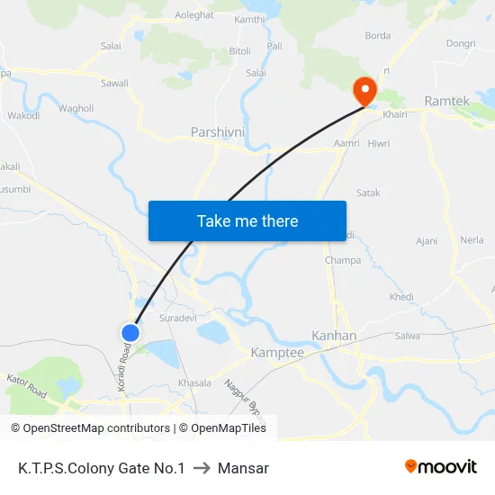 K.T.P.S.Colony Gate No.1 to Mansar map