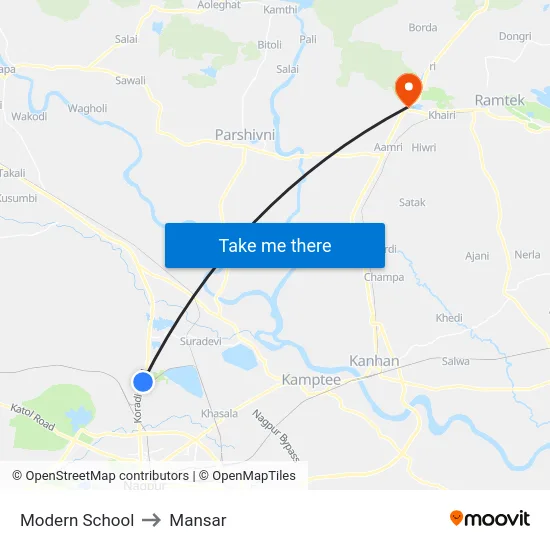 Modern School to Mansar map