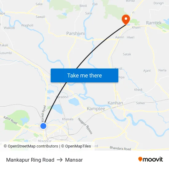 Mankapur Ring Road to Mansar map