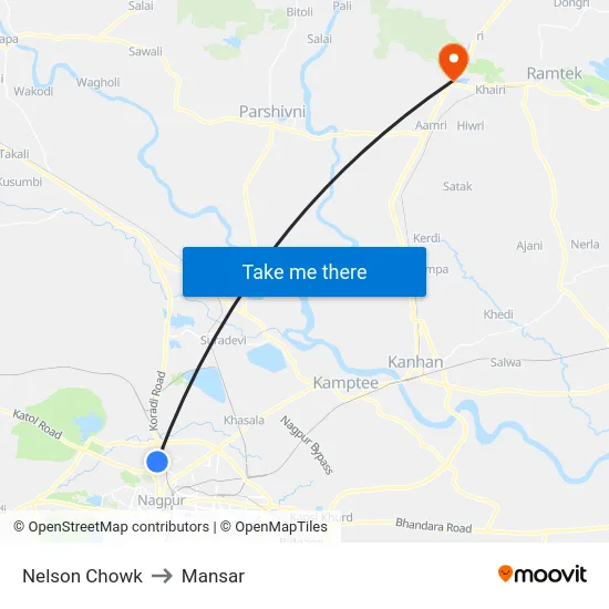 Nelson Chowk to Mansar map