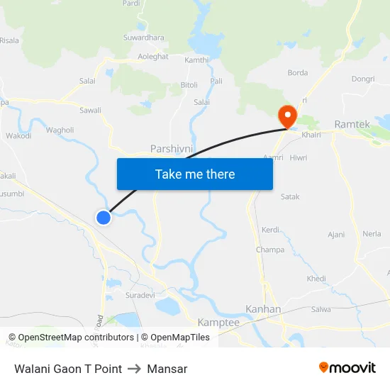 Walani Gaon T Point to Mansar map