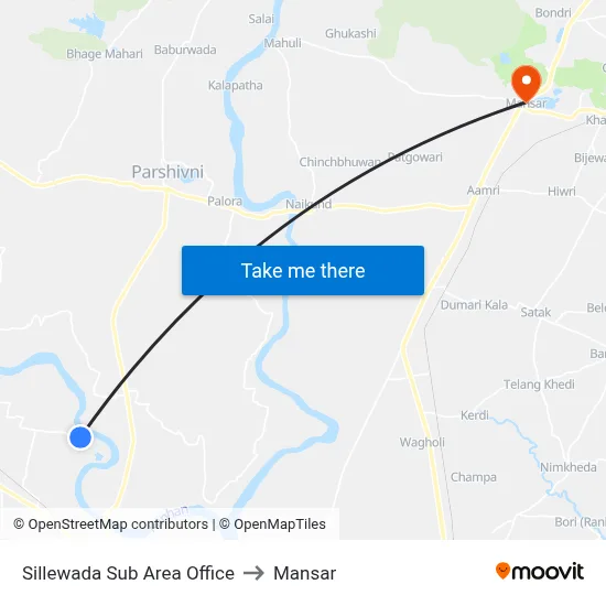 Sillewada Sub Area Office to Mansar map