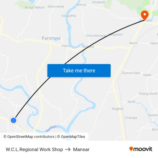 W.C.L.Regional Work Shop to Mansar map