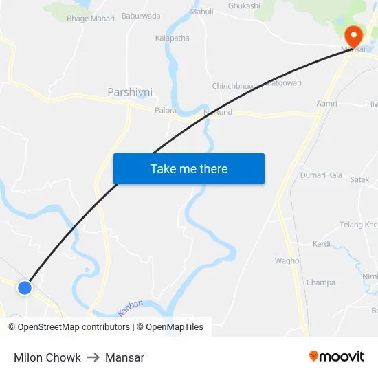 Milon Chowk to Mansar map