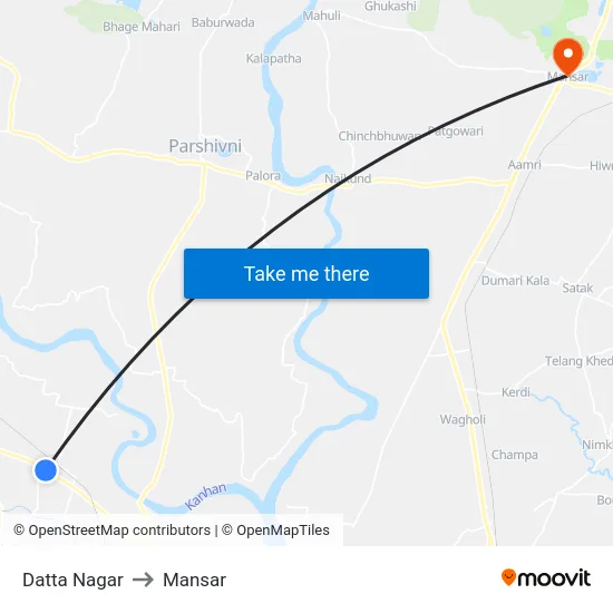 Datta Nagar to Mansar map