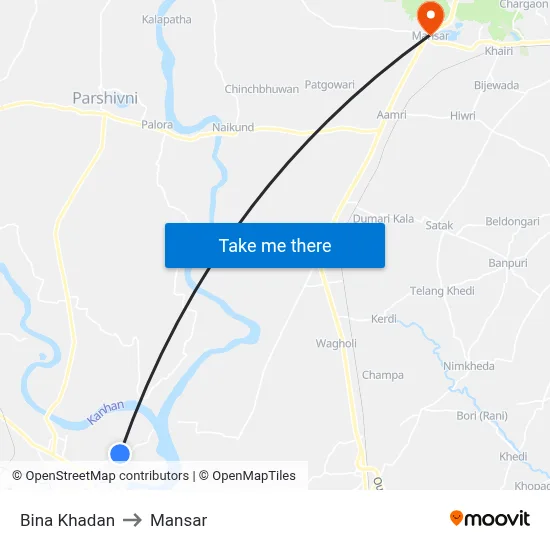 Bina Khadan to Mansar map