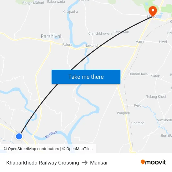 Khaparkheda Railway Crossing to Mansar map