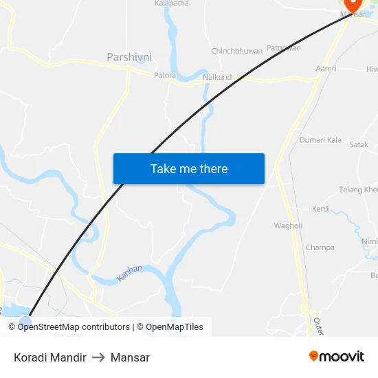 Koradi Mandir to Mansar map