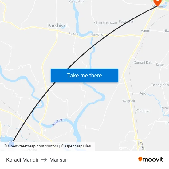 Koradi Mandir to Mansar map