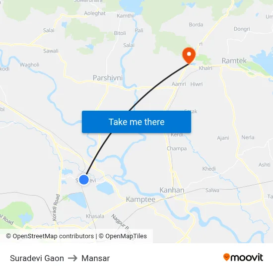 Suradevi Gaon to Mansar map