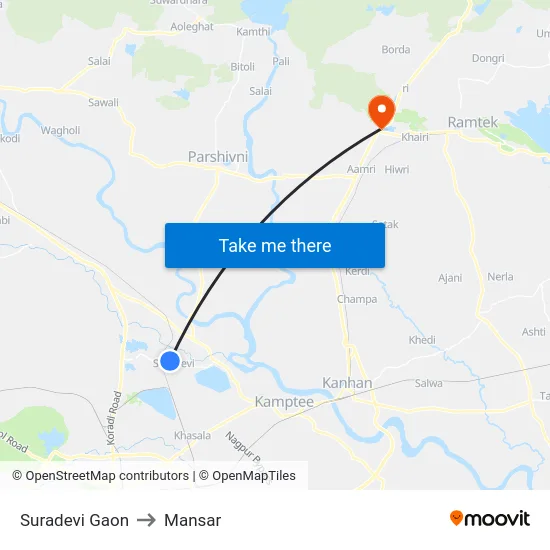 Suradevi Gaon to Mansar map
