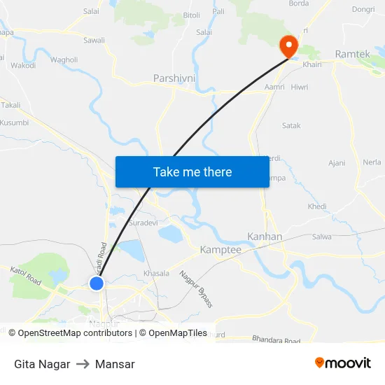 Gita Nagar to Mansar map