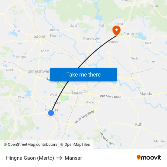 Hingna Gaon (Msrtc) to Mansar map