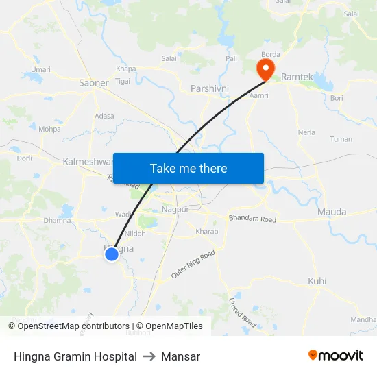 Hingna Gramin Hospital to Mansar map