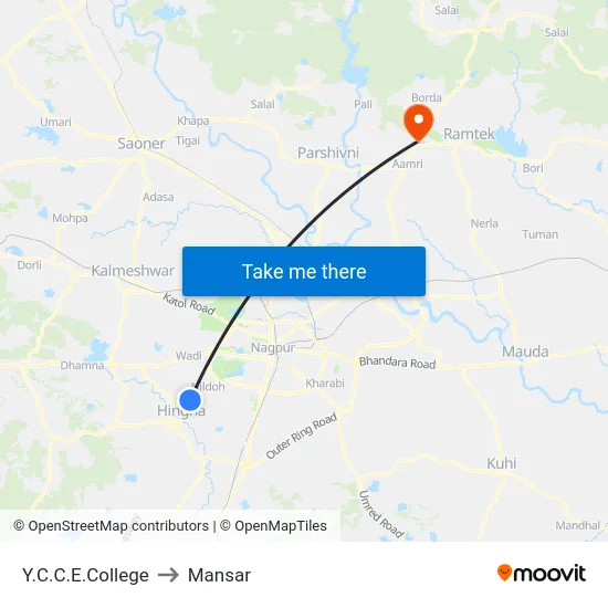 Y.C.C.E.College to Mansar map