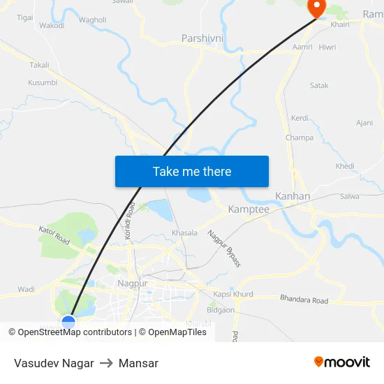 Vasudev Nagar to Mansar map