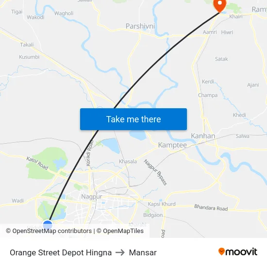 Orange Street Depot Hingna to Mansar map