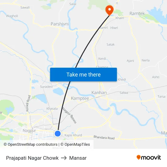 Prajapati Nagar Chowk to Mansar map