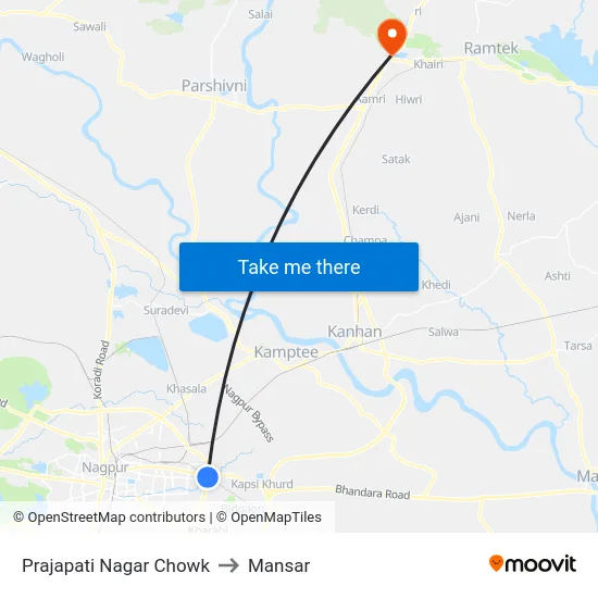Prajapati Nagar Chowk to Mansar map