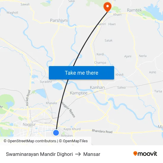 Swaminarayan Mandir Dighori to Mansar map