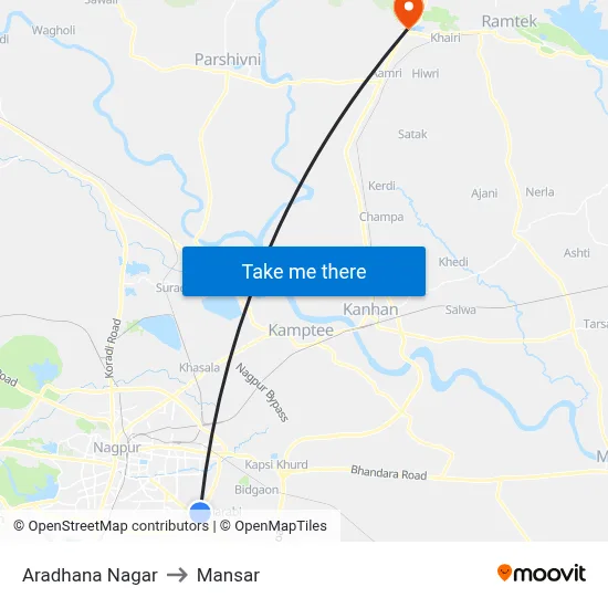 Aradhana Nagar to Mansar map