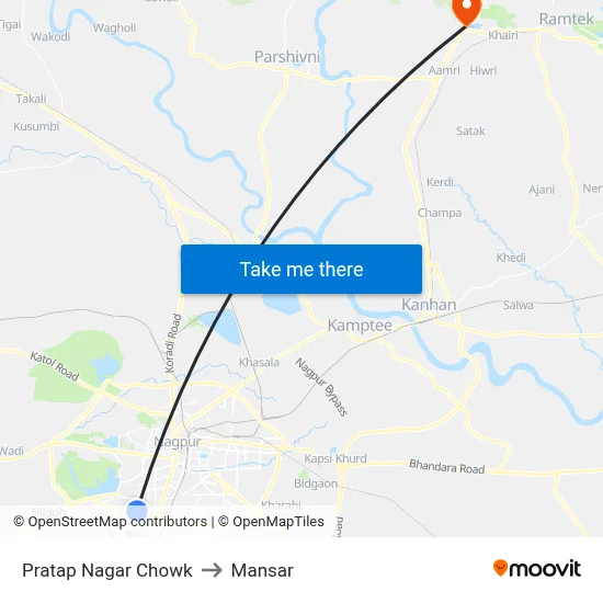 Pratap Nagar Chowk to Mansar map