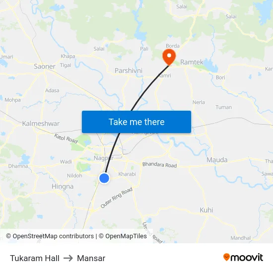 Tukaram Hall to Mansar map