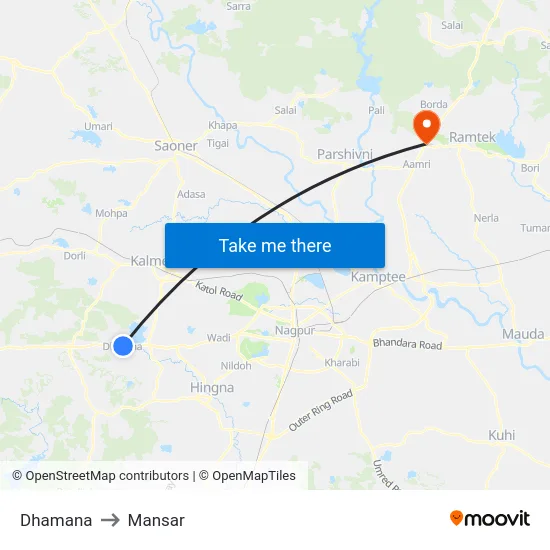 Dhamana to Mansar map