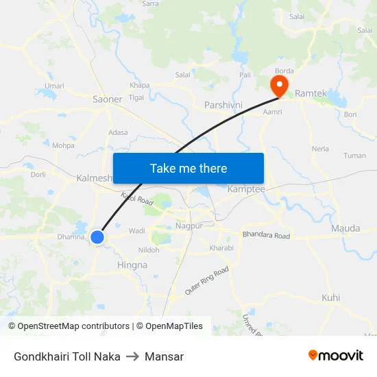 Gondkhairi Toll Naka to Mansar map